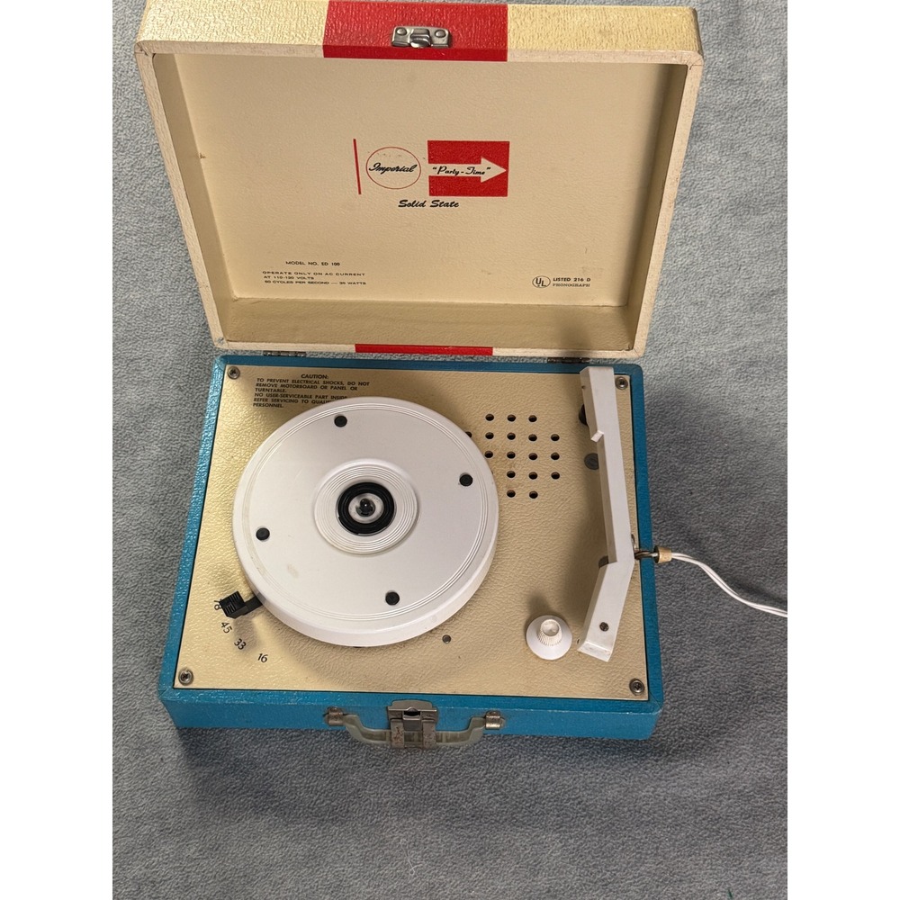 Vintage Imperial Party-Time Solid State Portable Record Player Model ED 100